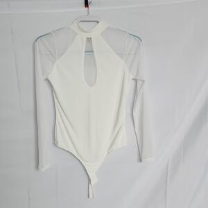 Fashion Nova Ivory Keyhole Long Sleeve Bodysuit
